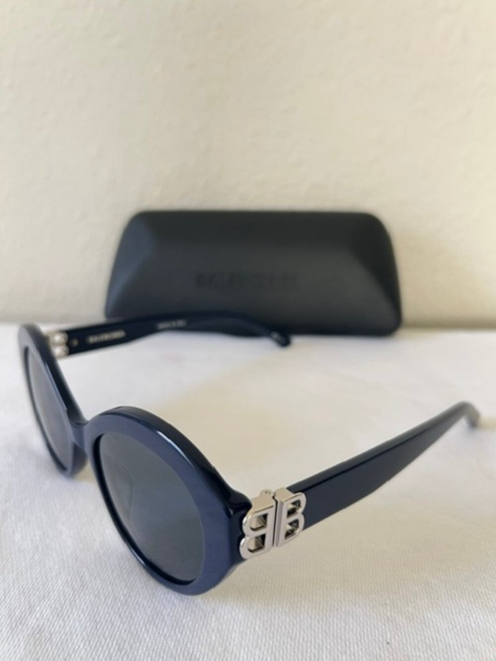 BALENCIAGA Sunglasses Navy Blue/ Silver Womenswear BB0133S 004